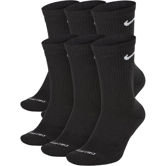 Nike Everyday Men’s Black Crew Socks 6 Pack Long Size M 8-12 - Picture 5 of 5